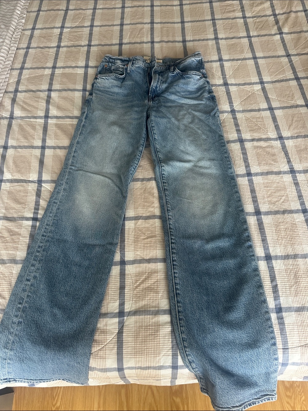 MOTHER Faded Blue Straight-Leg Jeans